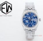 Copy Rolex Datejust 31mm watch Blue Dial with Floral motif